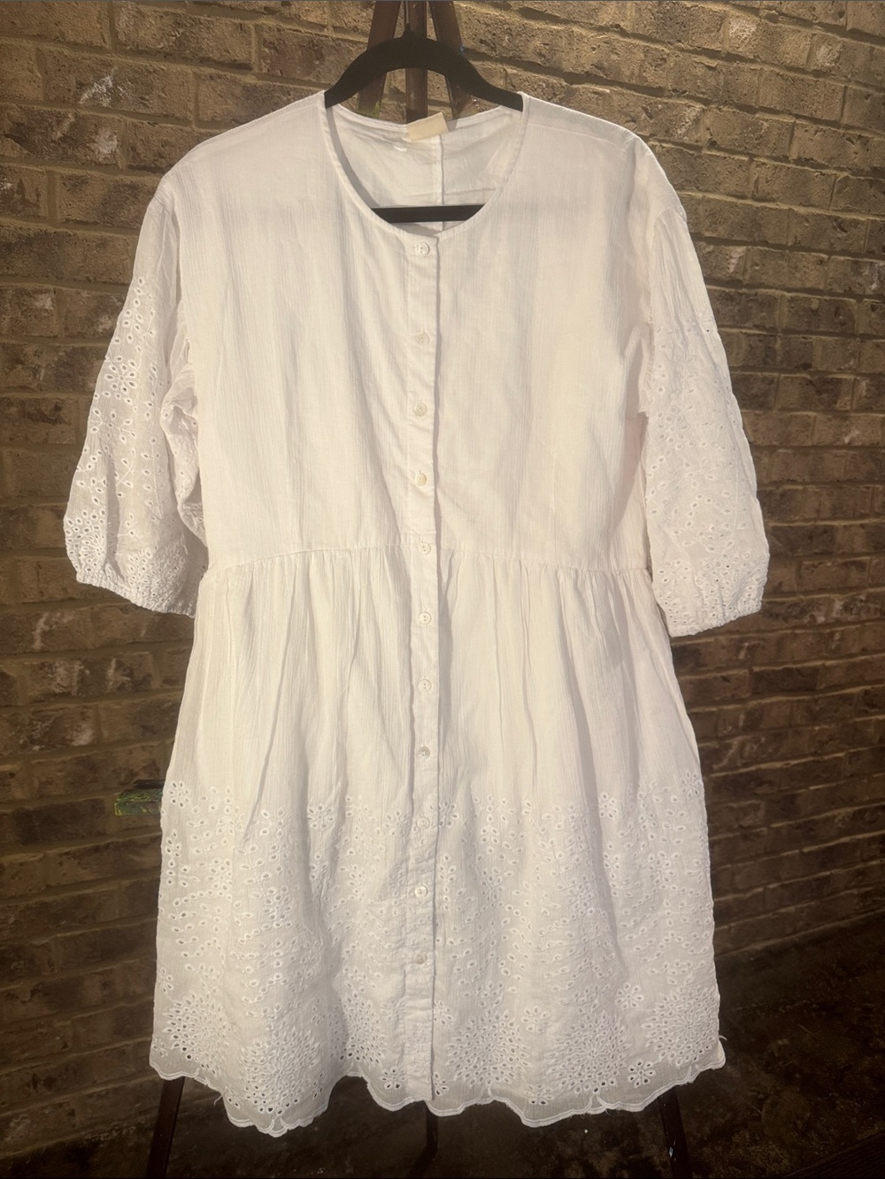Matilda Jane White Eyelet Button-Front Midi Dress